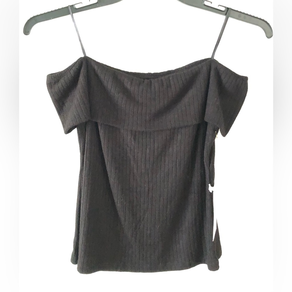 Blenca Off-Shoulder Ribbed Black Top Fall Date Night Streetwear XL